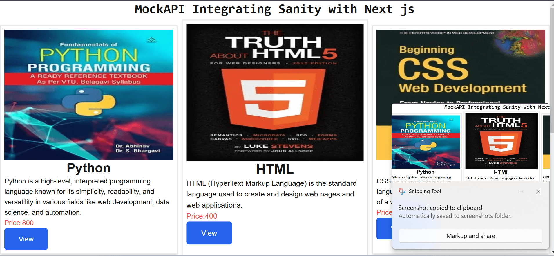 Mock Api Integrating Sanity with Next.js
